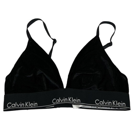 Calvin Klein black bra women unlined sans double bra triangle size S barbie - Picture 1 of 12
